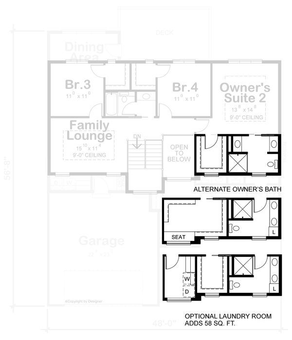 Contemporary Floor Plan - Upper Floor Plan #20-2429