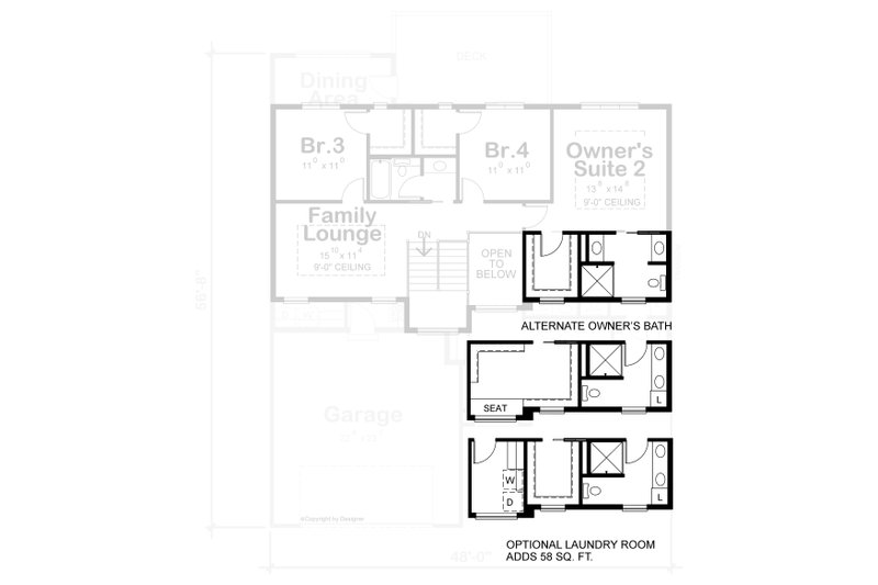 Architectural House Design - Floor Plan - Upper Floor 1 for Contemporary House Plan #20-2429 - 4 bed, 3.5 bath