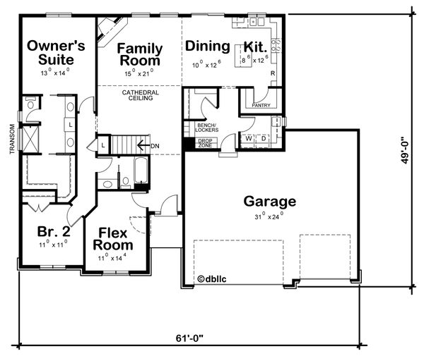 Home Plan - Ranch Floor Plan - Main Floor Plan #20-2295