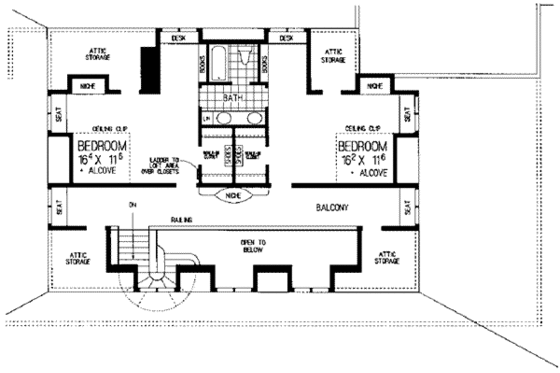 Floor Plan - Upper Floor for Modern House Plan #72-190 - 6 bed, 5 bath