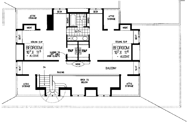 Modern Floor Plan - Upper Floor Plan #72-190