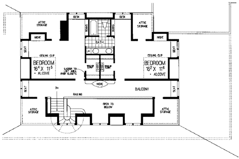 Home Plan - Floor Plan - Upper Floor for Modern House Plan #72-190 - 6 bed, 5 bath