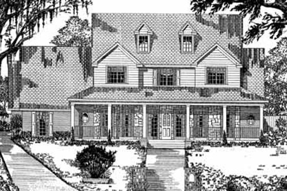 Exterior - Front Elevation for Country House Plan #62-132 - 4 bed, 4 bath