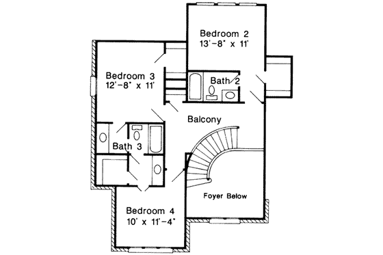 Floor Plan - Upper Floor for European House Plan #410-267 - 4 bed, 3.5 bath