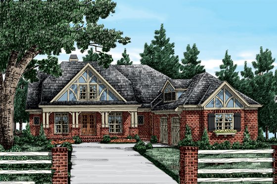 Exterior - Front Elevation 5 for Craftsman House Plan #927-2 - 3 bed, 2.5 bath