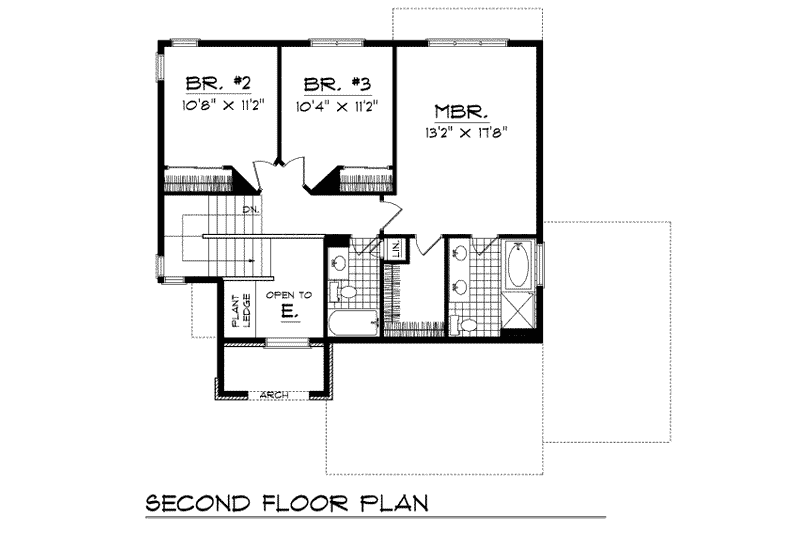 Home Plan - Floor Plan - Upper Floor for European House Plan #70-185 - 3 bed, 2.5 bath
