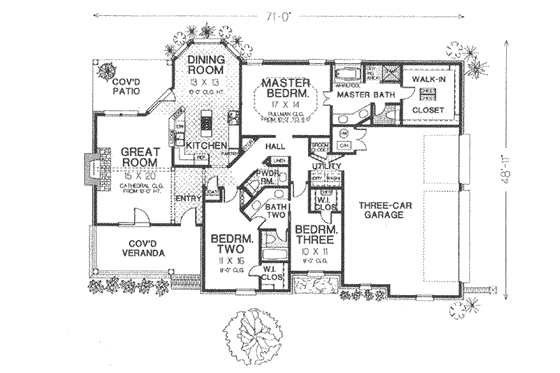 Floor Plan - Main Floor for European House Plan #310-403 - 3 bed, 2.5 bath