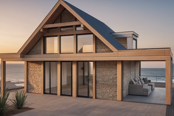 Exterior - Front Elevation 7 for Modern House Plan #542-8 - 2 bed, 1 bath