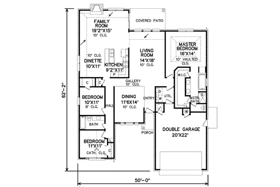Floor Plan - Main Floor for Traditional House Plan #65-207 - 3 bed, 2 bath