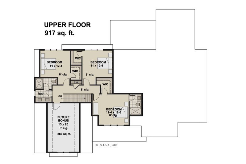 Home Plan - Floor Plan - Upper Floor for Farmhouse House Plan #51-1220 - 5 bed, 4.5 bath