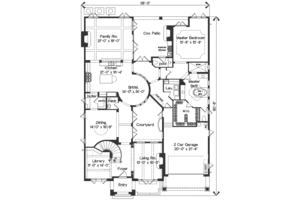 Floor Plan - Main Floor for Mediterranean House Plan #135-166 - 4 bed, 3.5 bath