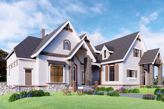 Exterior - Front Elevation 4 for European House Plan #54-552 - 6 bed, 5.5 bath