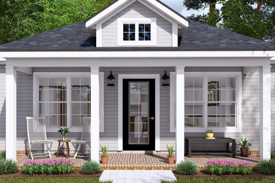 Exterior - Covered Porch for Cottage House Plan #513-2262 - 1 bed, 1 bath