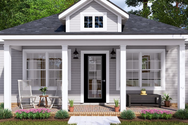 Architectural House Design - Exterior - Covered Porch for Cottage House Plan #513-2262 - 1 bed, 1 bath