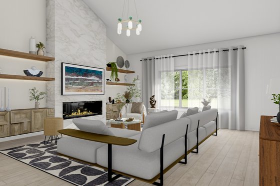 Interior - Family Room for Barndominium House Plan #1064-301 - 3 bed, 2.5 bath
