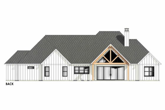 Exterior - Rear Elevation 1 for Country House Plan #1096-71 - 4 bed, 3 bath
