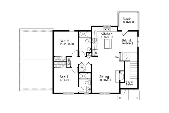 Floor Plan - Upper Floor for Craftsman House Plan #22-627 - 2 bed, 2 bath