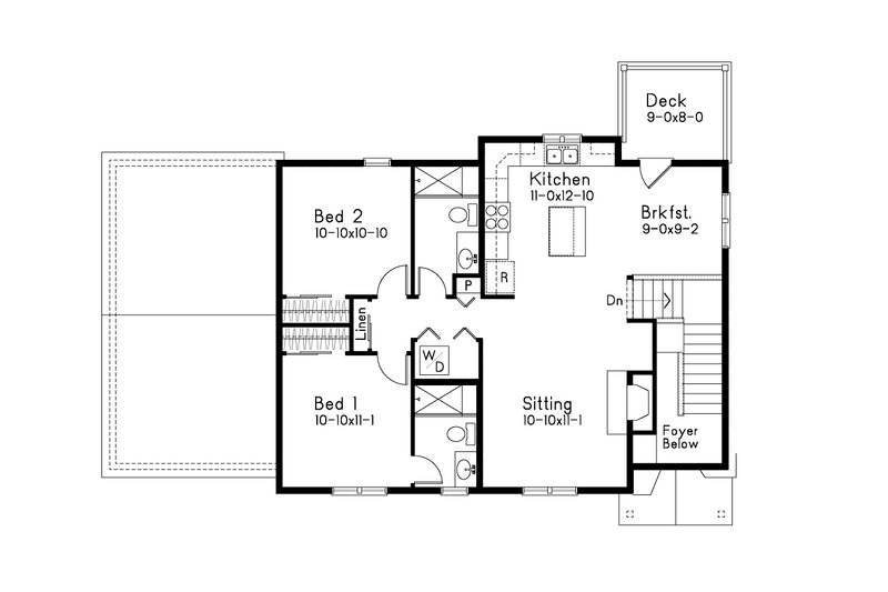 Home Plan - Floor Plan - Upper Floor for Craftsman House Plan #22-627 - 2 bed, 2 bath