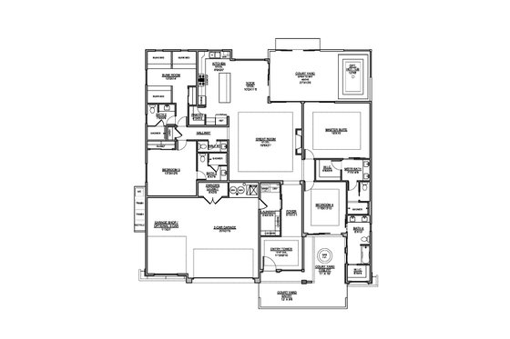 Floor Plan - Main Floor for Adobe / Southwestern House Plan #1073-26 - 4 bed, 4.5 bath