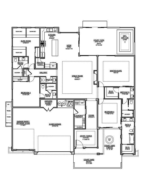 House Design - Adobe / Southwestern Floor Plan - Main Floor Plan #1073-26