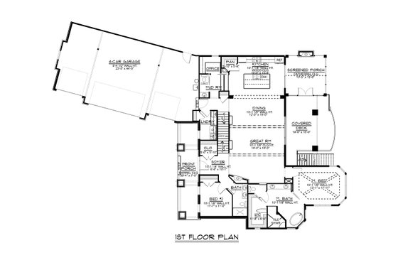 Floor Plan - Main Floor for Ranch House Plan #1064-89 - 2 bed, 3.5 bath