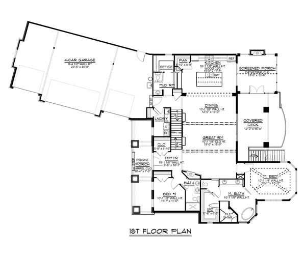 House Blueprint - Ranch Floor Plan - Main Floor Plan #1064-89
