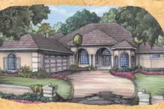 Exterior - Front Elevation for Mediterranean House Plan #115-115 - 3 bed, 2 bath