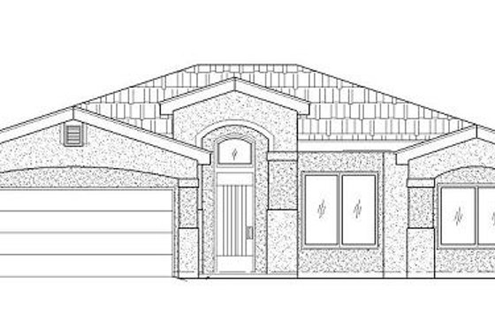 Exterior - Front Elevation for Adobe / Southwestern House Plan #24-291 - 3 bed, 2 bath