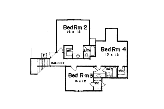 Floor Plan - Upper Floor for European House Plan #52-124 - 3 bed, 3.5 bath