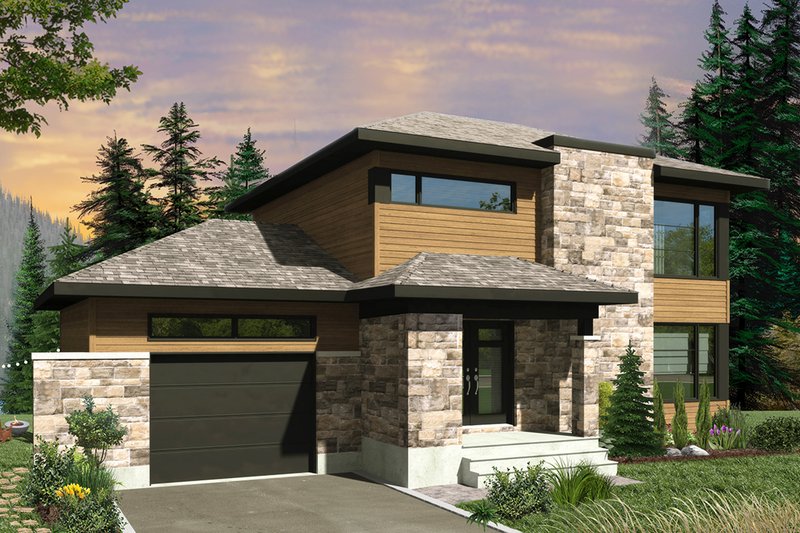 House Blueprint - Contemporary Exterior - Front Elevation Plan #23-2644