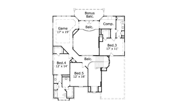 European Floor Plan - Upper Floor Plan #411-105