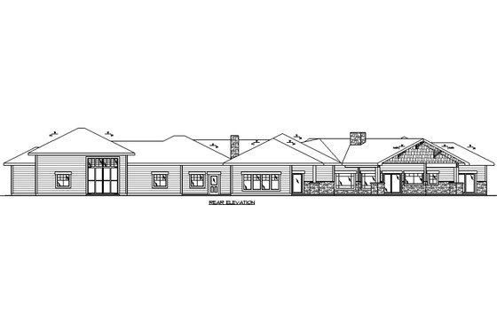 Exterior - Rear Elevation for Ranch House Plan #117-888 - 4 bed, 3 bath