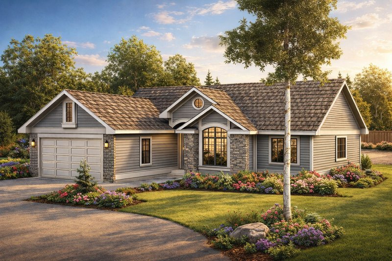 Home Plan - Exterior - Front Elevation 2 for Traditional House Plan #124-291 - 3 bed, 2 bath
