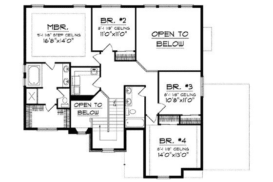 Floor Plan - Upper Floor for Traditional House Plan #70-843 - 4 bed, 2.5 bath