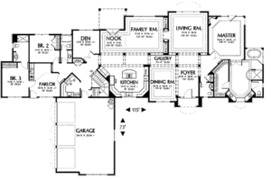 Floor Plan - Main Floor for Southern House Plan #48-352 - 4 bed, 4.5 bath