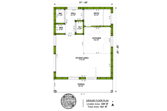 Floor Plan - Main Floor for Modern House Plan #1106-69, 1 bath