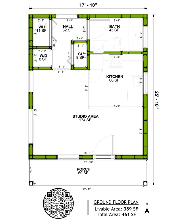House Blueprint - Floor Plan - Main Floor for Modern House Plan #1106-69, 1 bath