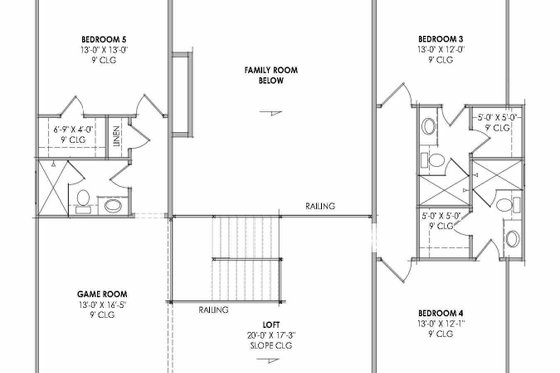 Floor Plan - Upper Floor for Modern House Plan #1096-195 - 5 bed, 5.5 bath