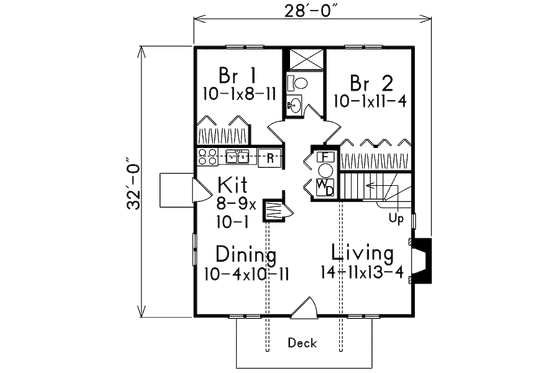 Floor Plan - Main Floor for Cottage House Plan #57-480 - 4 bed, 2 bath