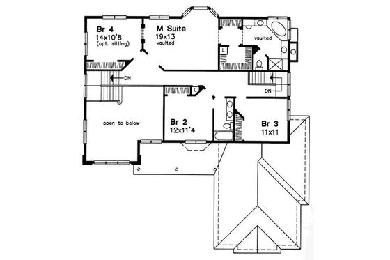Floor Plan - Upper Floor for Traditional House Plan #50-162 - 4 bed, 3 bath