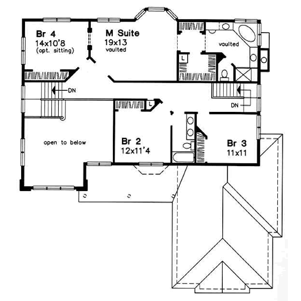 Traditional Floor Plan - Upper Floor Plan #50-162