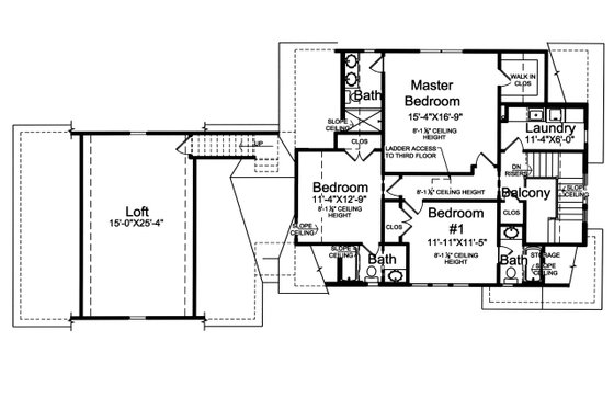 Floor Plan - Upper Floor for Traditional House Plan #46-919 - 3 bed, 4 bath