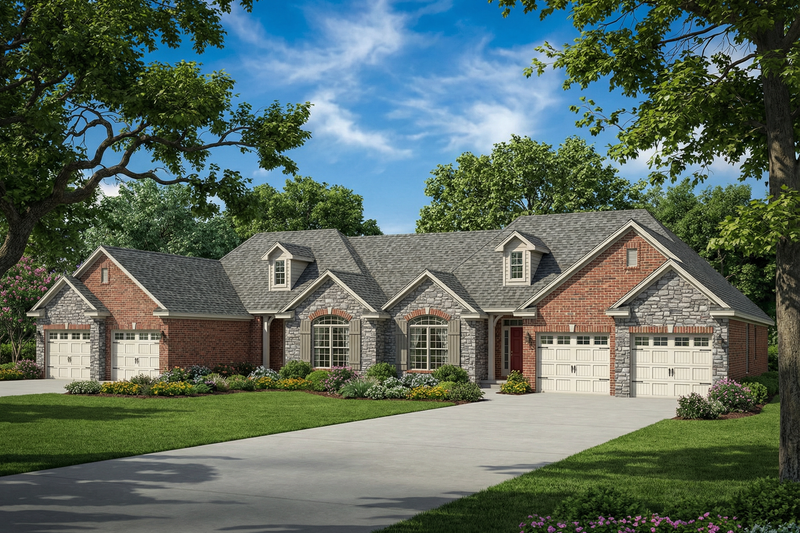 European Style House Plan - 2 Beds 2 Baths 2774 Sq/Ft Plan #17-1079 Exterior