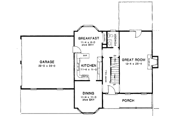 Floor Plan - Main Floor for Traditional House Plan #10-215 - 3 bed, 2.5 bath