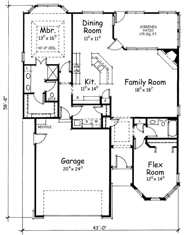 House Plan Design - European Floor Plan - Main Floor Plan #20-1602