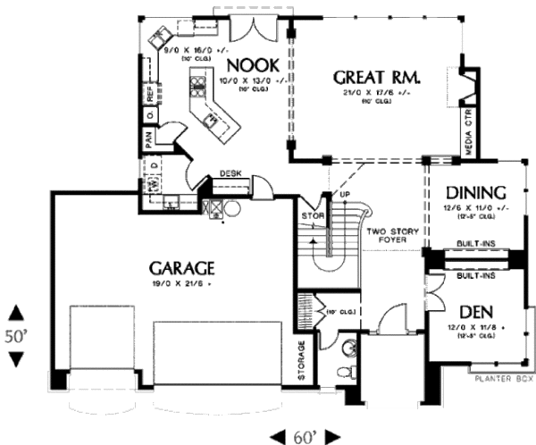 House Plan Design - European Floor Plan - Main Floor Plan #48-386