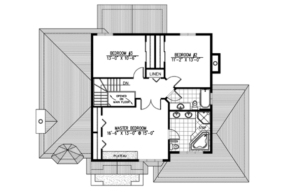 Floor Plan - Upper Floor for European House Plan #138-214 - 3 bed, 2.5 bath