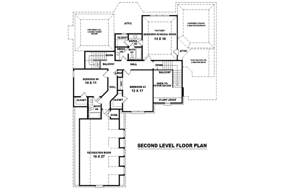 Floor Plan - Upper Floor for European House Plan #81-1215 - 3 bed, 4 bath
