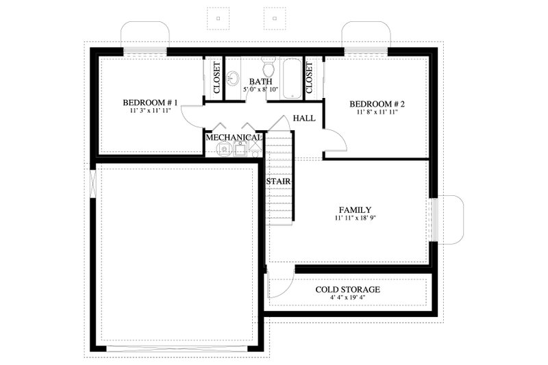Architectural House Design - Floor Plan - Lower Floor for Traditional House Plan #1060-455 - 3 bed, 2 bath
