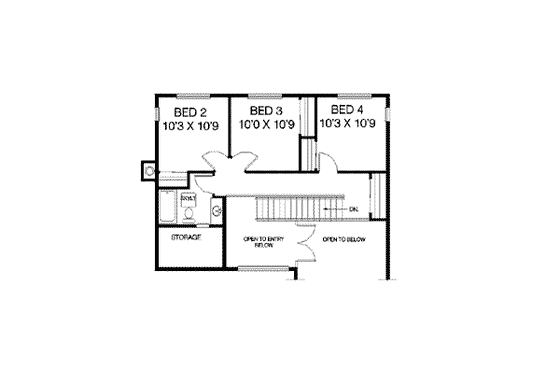 Floor Plan - Upper Floor for Traditional House Plan #60-277 - 5 bed, 3 bath